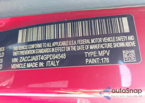 2016 Jeep Renegade Latitude из США, поврежденный, VIN ZACCJABT4GPD94548